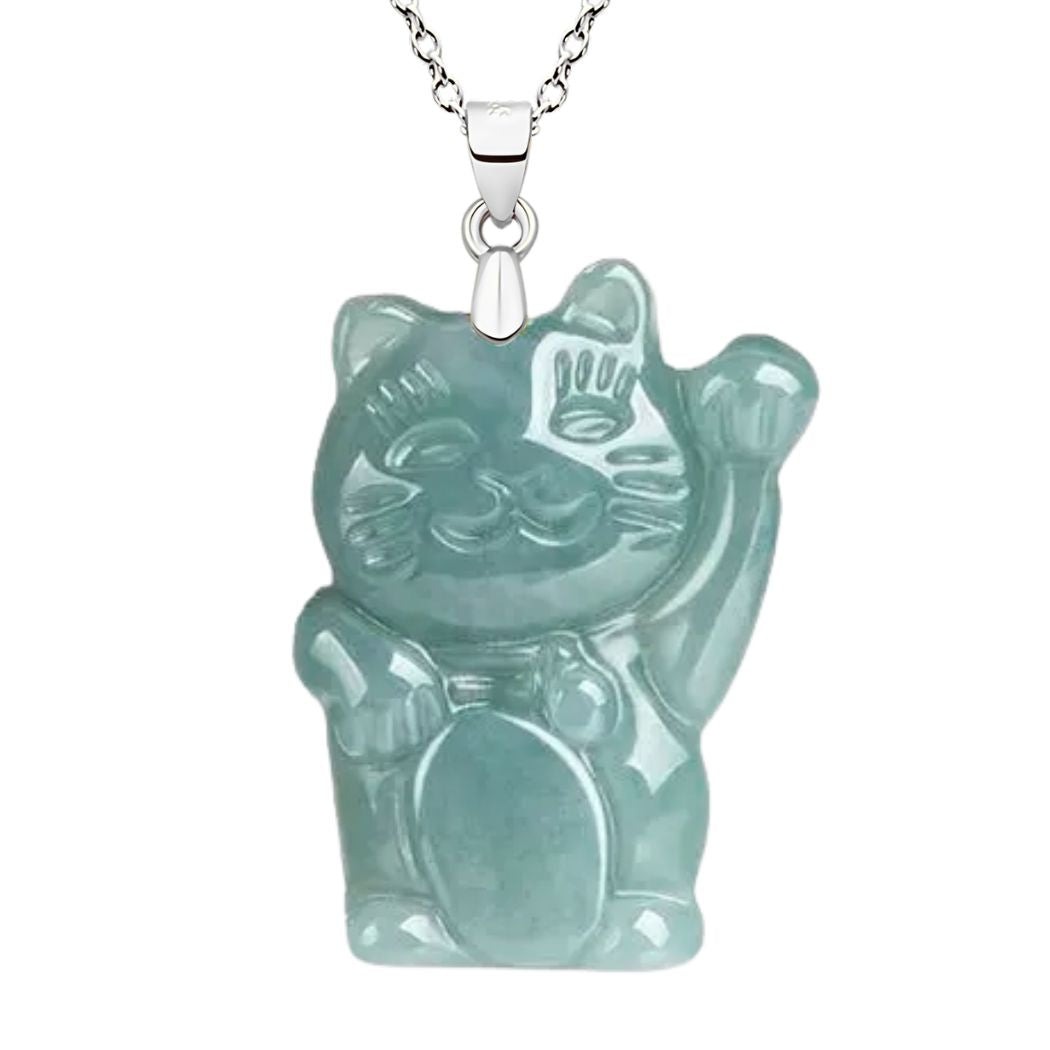 LUCKY CAT JADE PENDANT