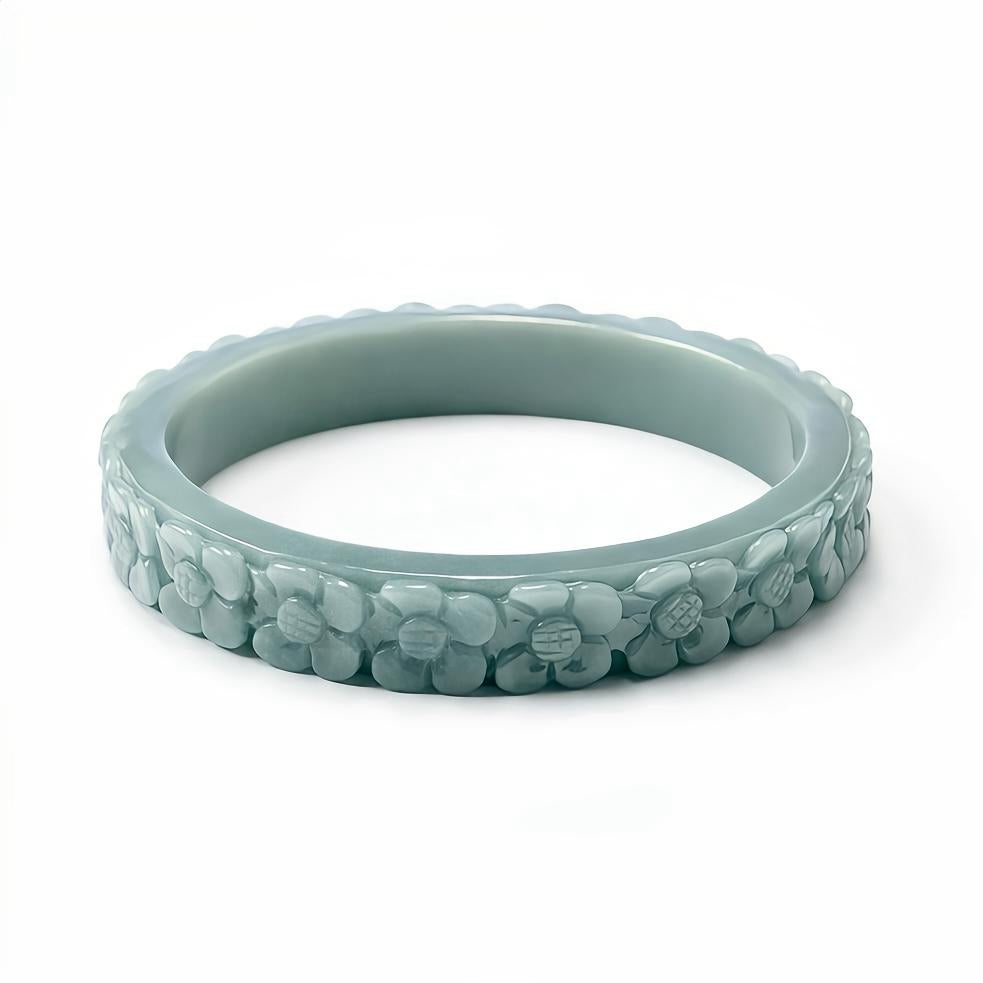 A BW Carved Flower Bangle