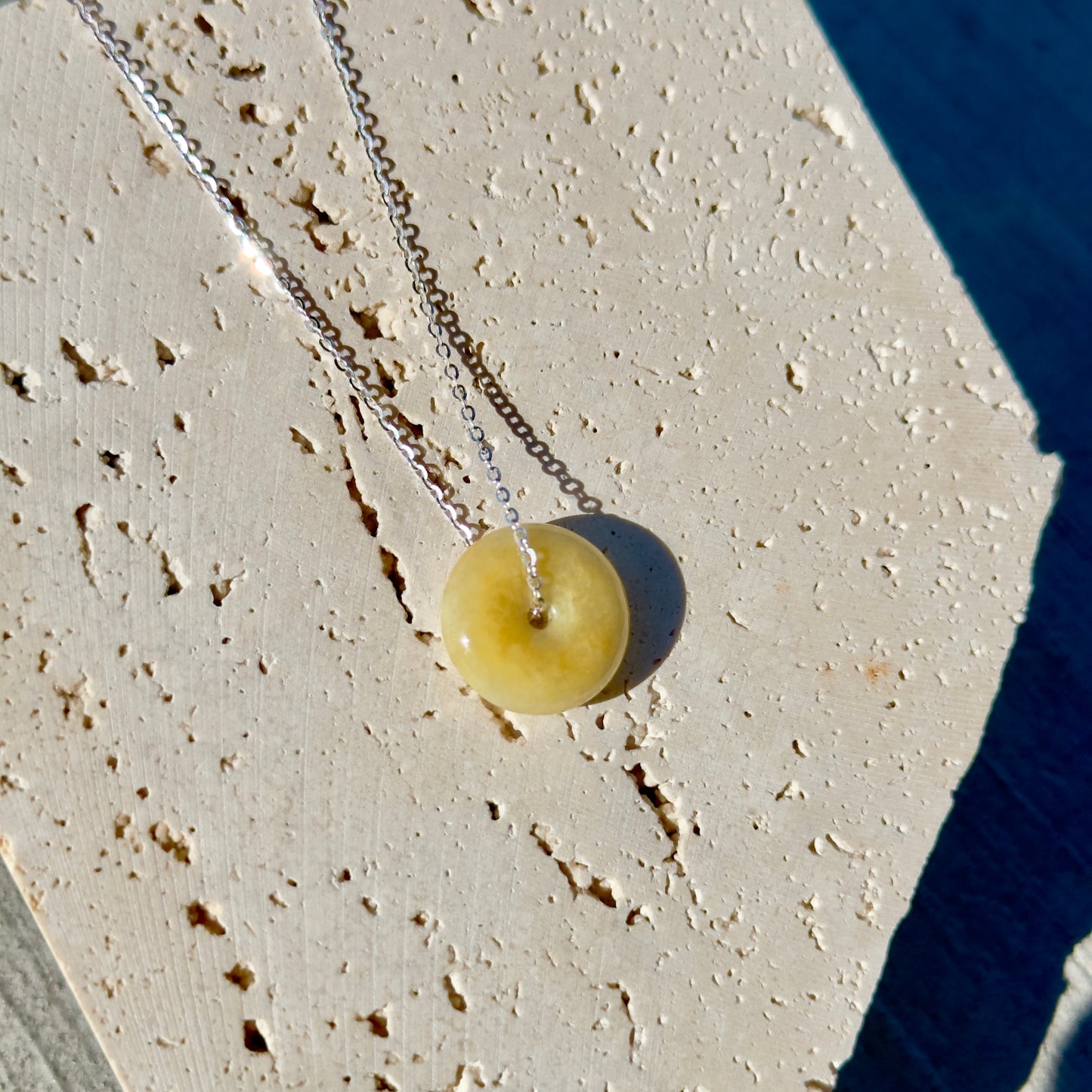 Yellow Jade Donut Pendant