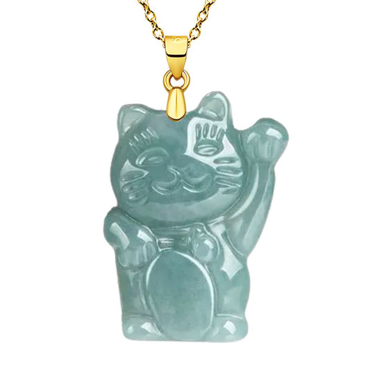 LUCKY CAT JADE PENDANT