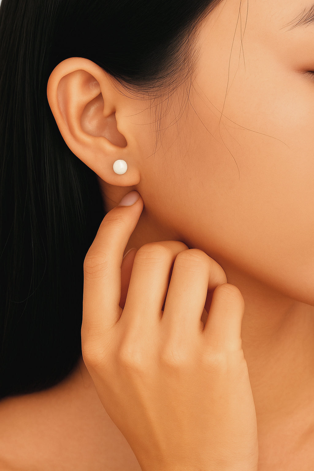 White Jade stud Earring