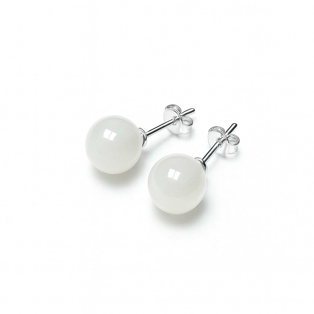 White Jade stud Earring