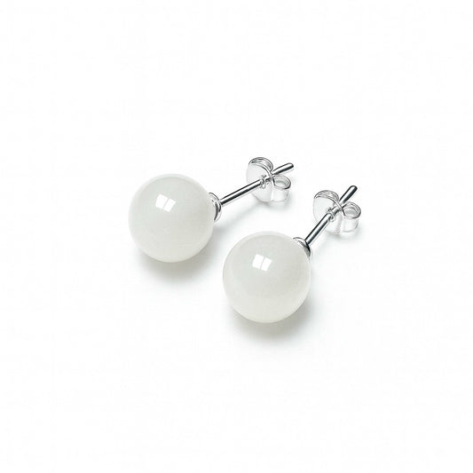 White Jade stud Earring