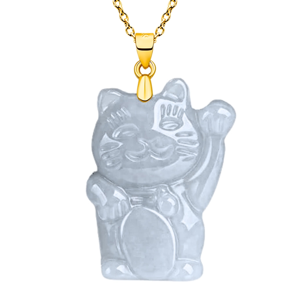 LUCKY CAT JADE PENDANT