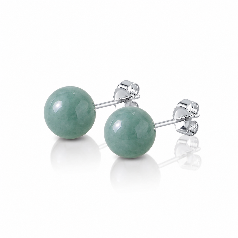 8mm Bluewater Jade Stud Earring