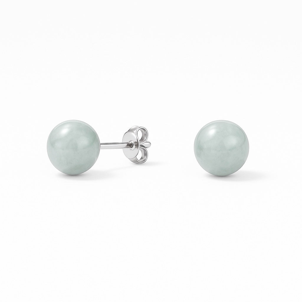 White Jade stud Earring