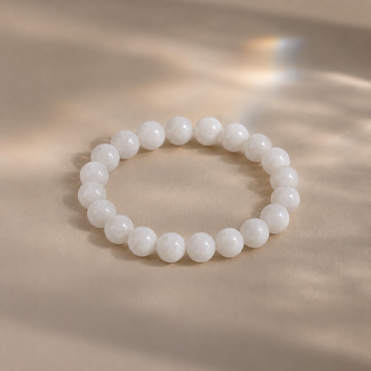8mm white jade bracelet