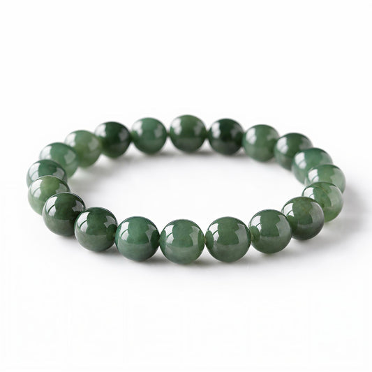 Olive Green Jadeite Beaded Bracelet