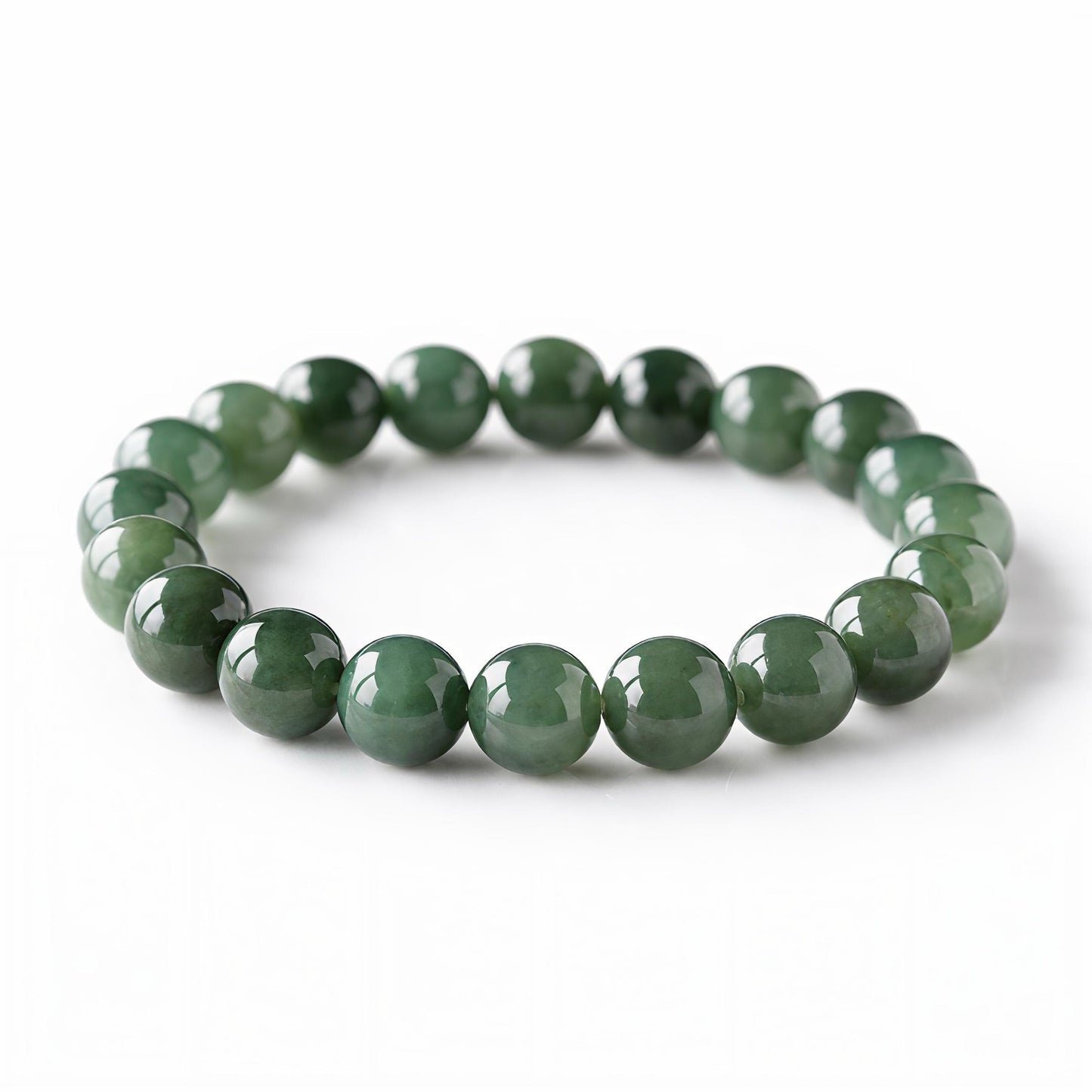 Olive Green Jadeite Beaded Bracelet
