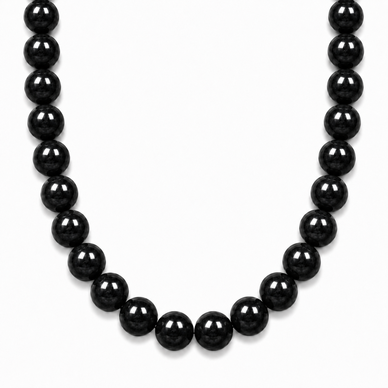 Black Beaded Necklace 20 inch