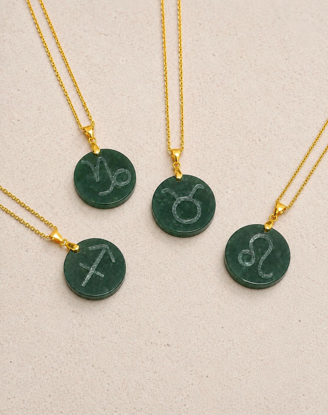 Mini Astrology Zodiac Jade Pendant
