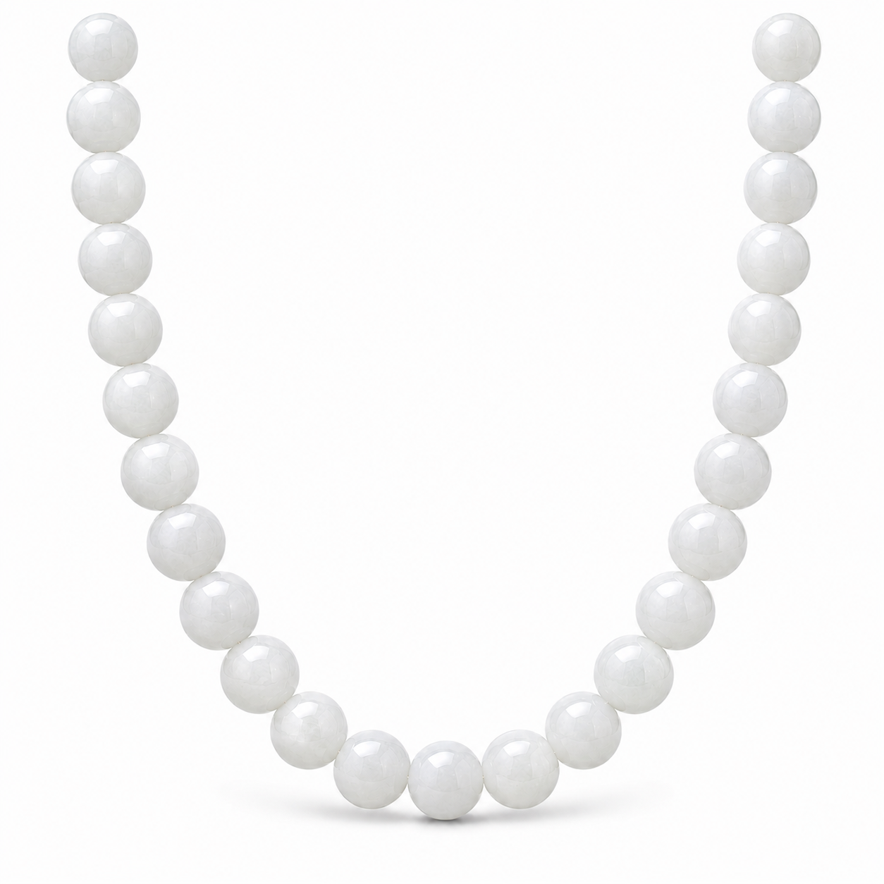 White Beaded Necklace 20 inch