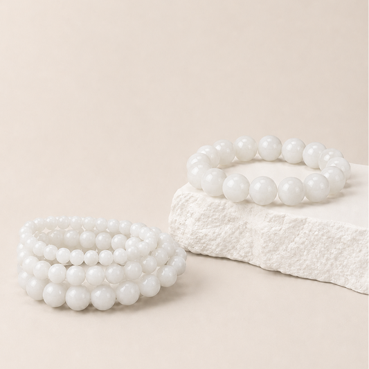 White Jadeite Beaded Bracelet