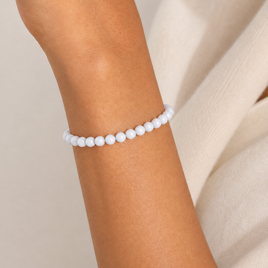 6mm White Jade Bracelet