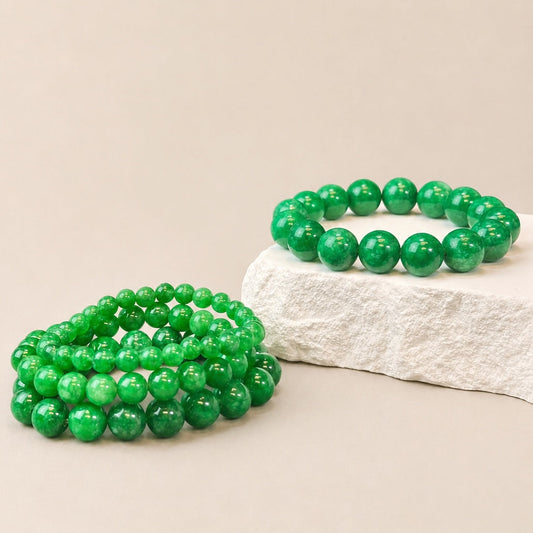 Dyed Green Jade Beaded Bracelet
